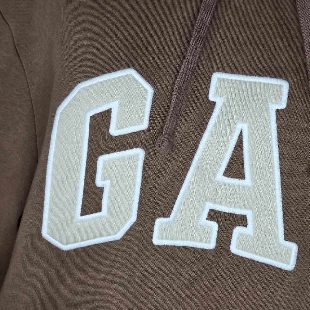 GAP Logo Hoodie Long Sleeve Kanga Pocket Brazen Brown Tan L - Picture 3 of 7